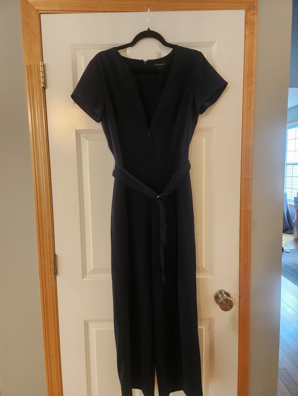 Club Monaco Navy Short-Sleeve Jumpsuit with Belt